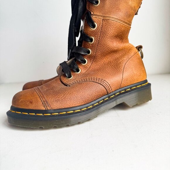 Doc Martens Aimilita Grizzly Brown Faux Fur Lined Mid Height Boots NEW 7 - Picture 4 of 5